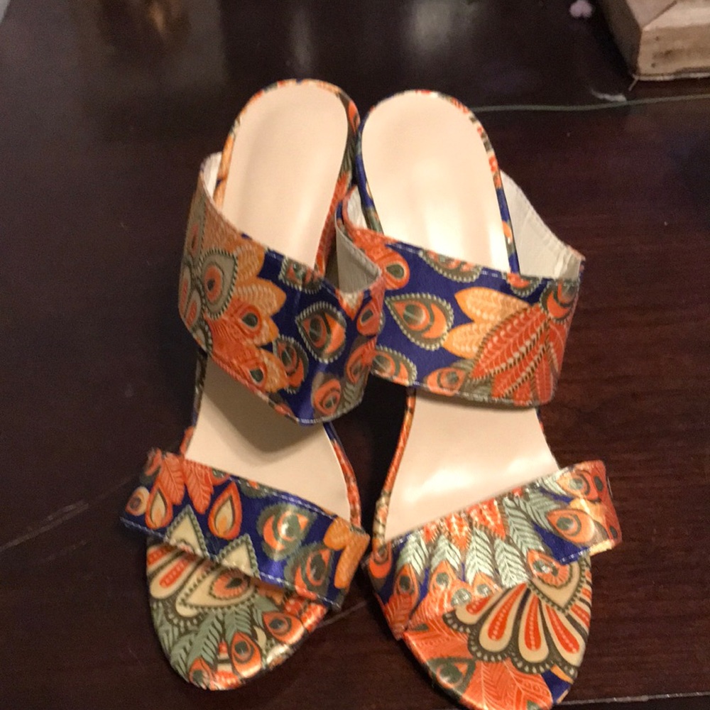 Slip on heels multi colored size 6.5